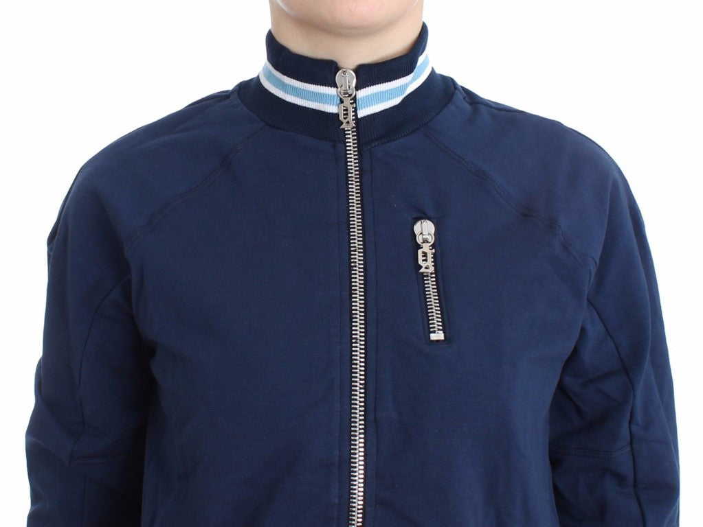 Blaue Strickjacke aus Baumwolle mit Reißverschluss