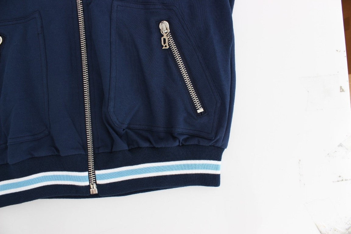 Blaue Strickjacke aus Baumwolle mit Reißverschluss