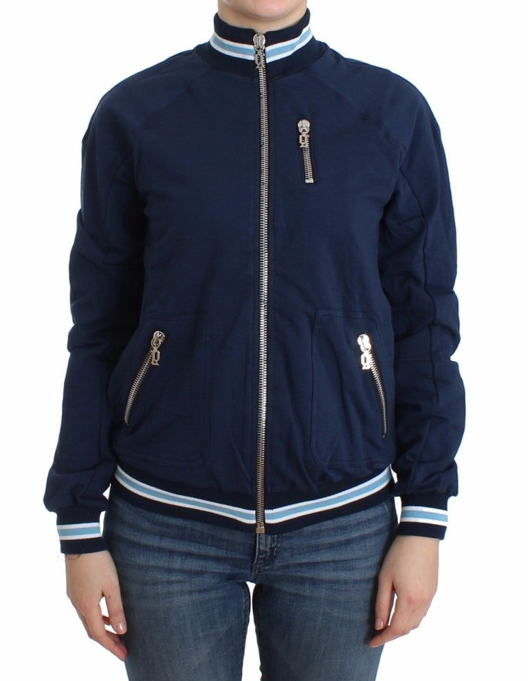 Blaue Strickjacke aus Baumwolle mit Reißverschluss