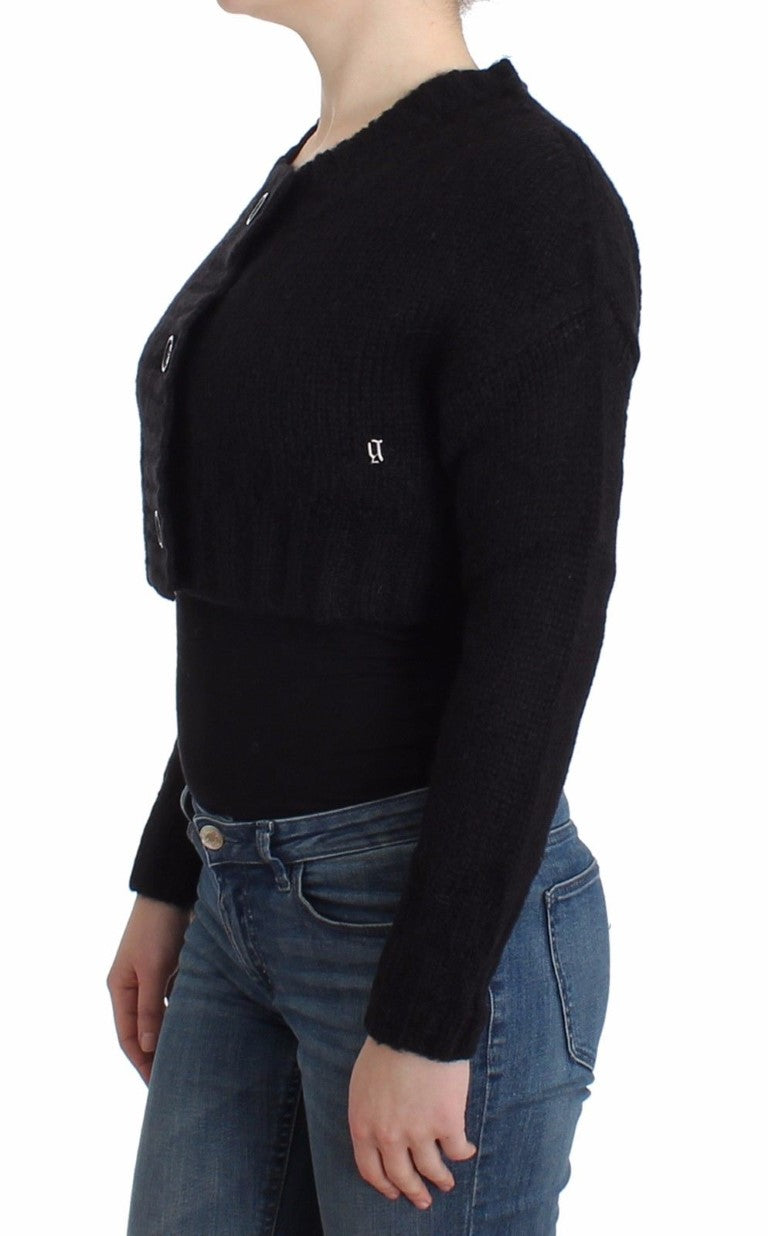 Schwarze Strickjacke in Kurzform