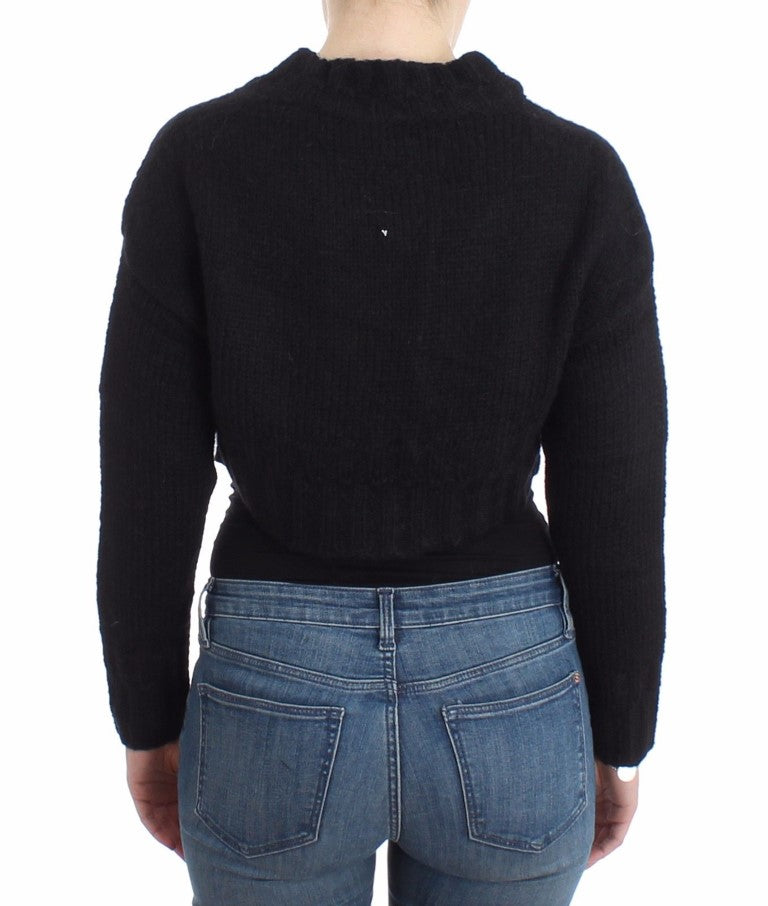 Schwarze Strickjacke in Kurzform