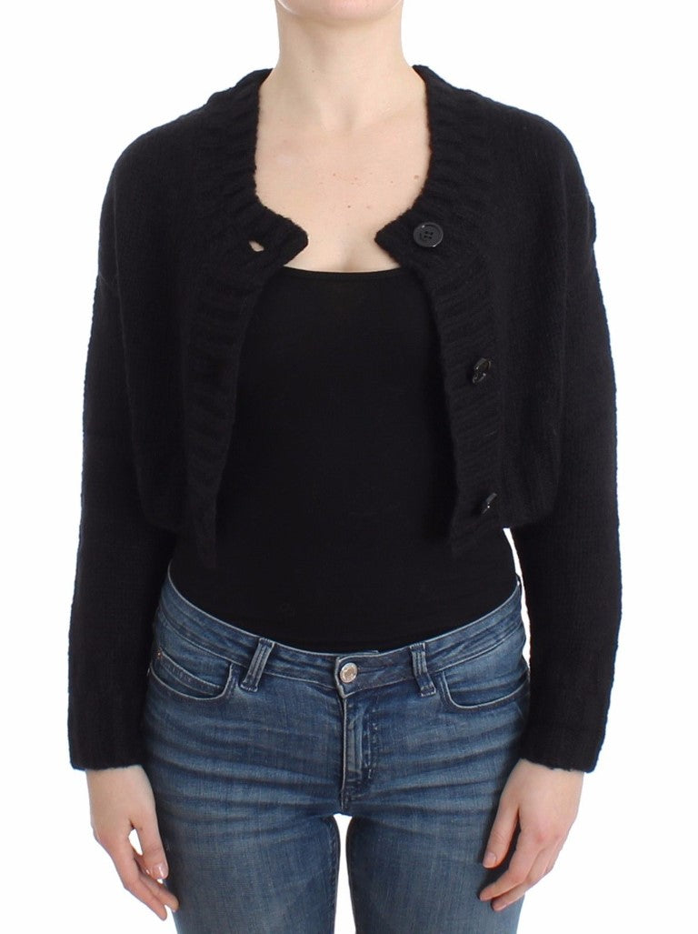 Schwarze Strickjacke in Kurzform