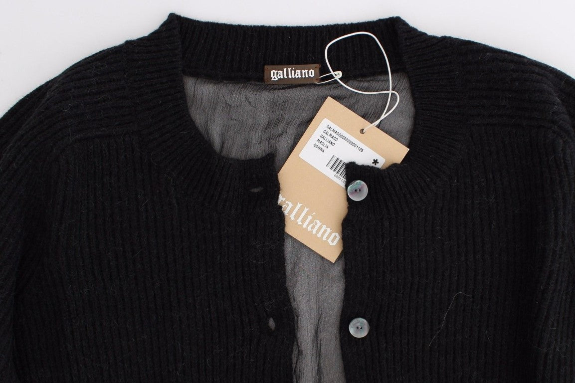 Schwarze Wollstrickjacke