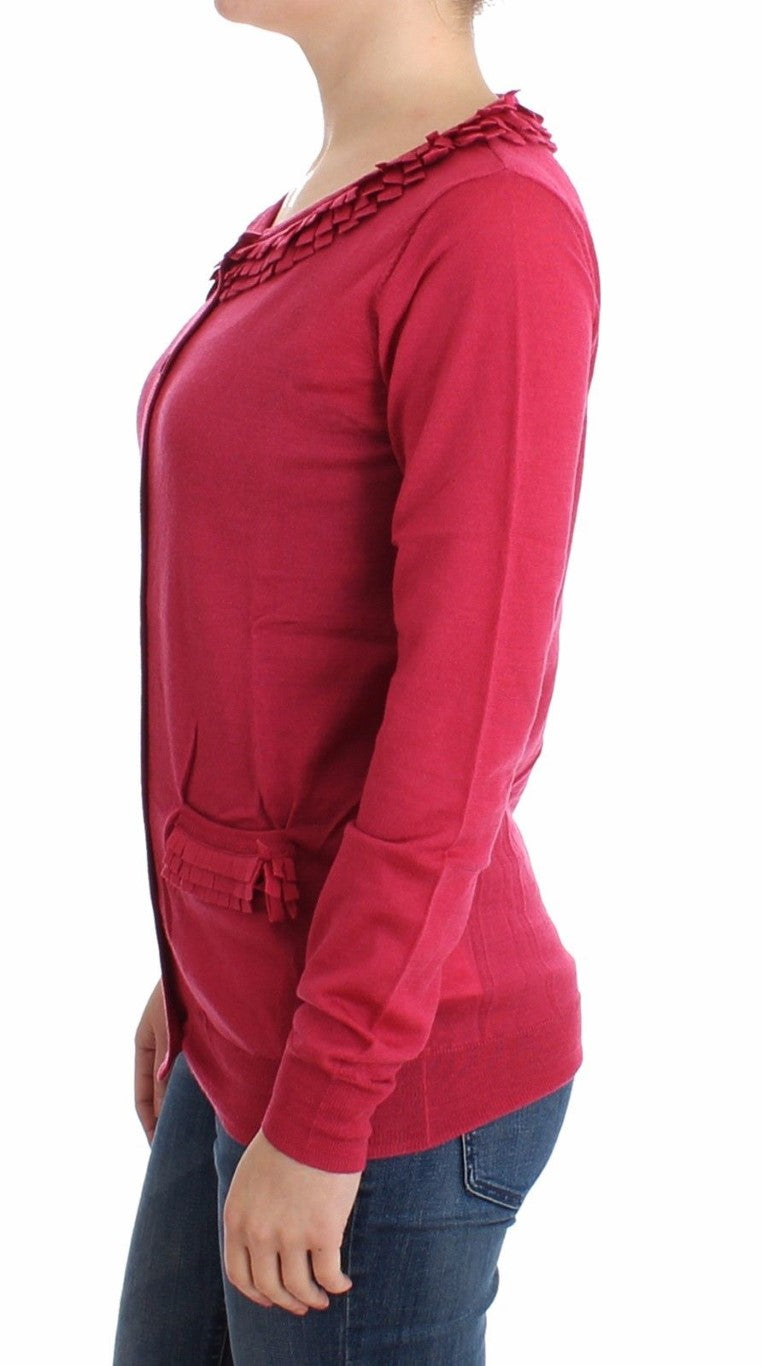 Rosa Wollstrickjacke