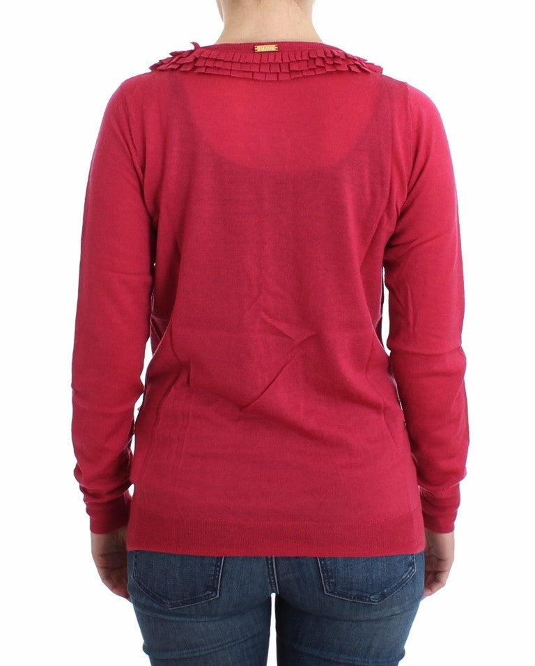 Rosa Wollstrickjacke