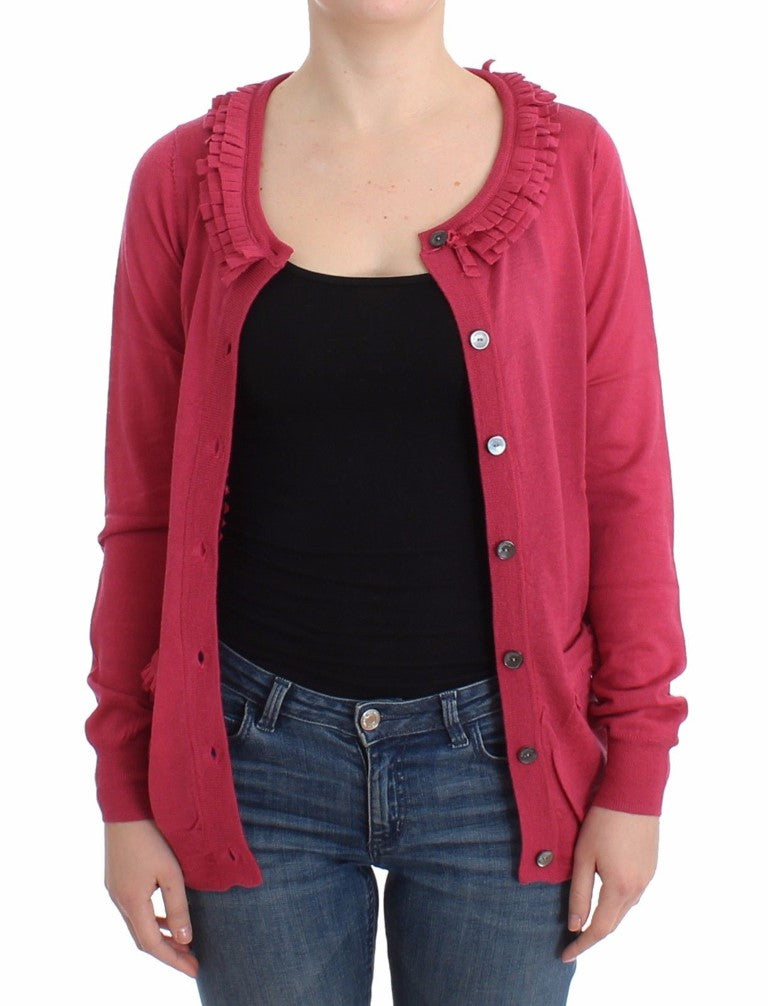 Rosa Wollstrickjacke