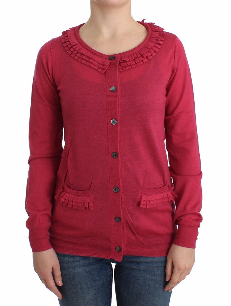 Rosa Wollstrickjacke