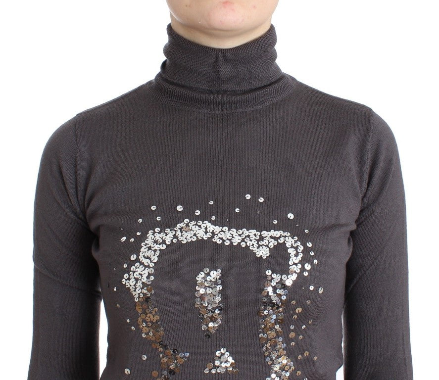 Brauner Rollkragenpullover aus Baumwolle
