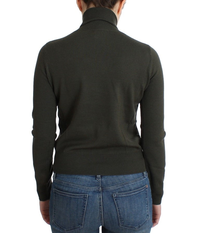 Grüner Woll-Rollkragenpullover