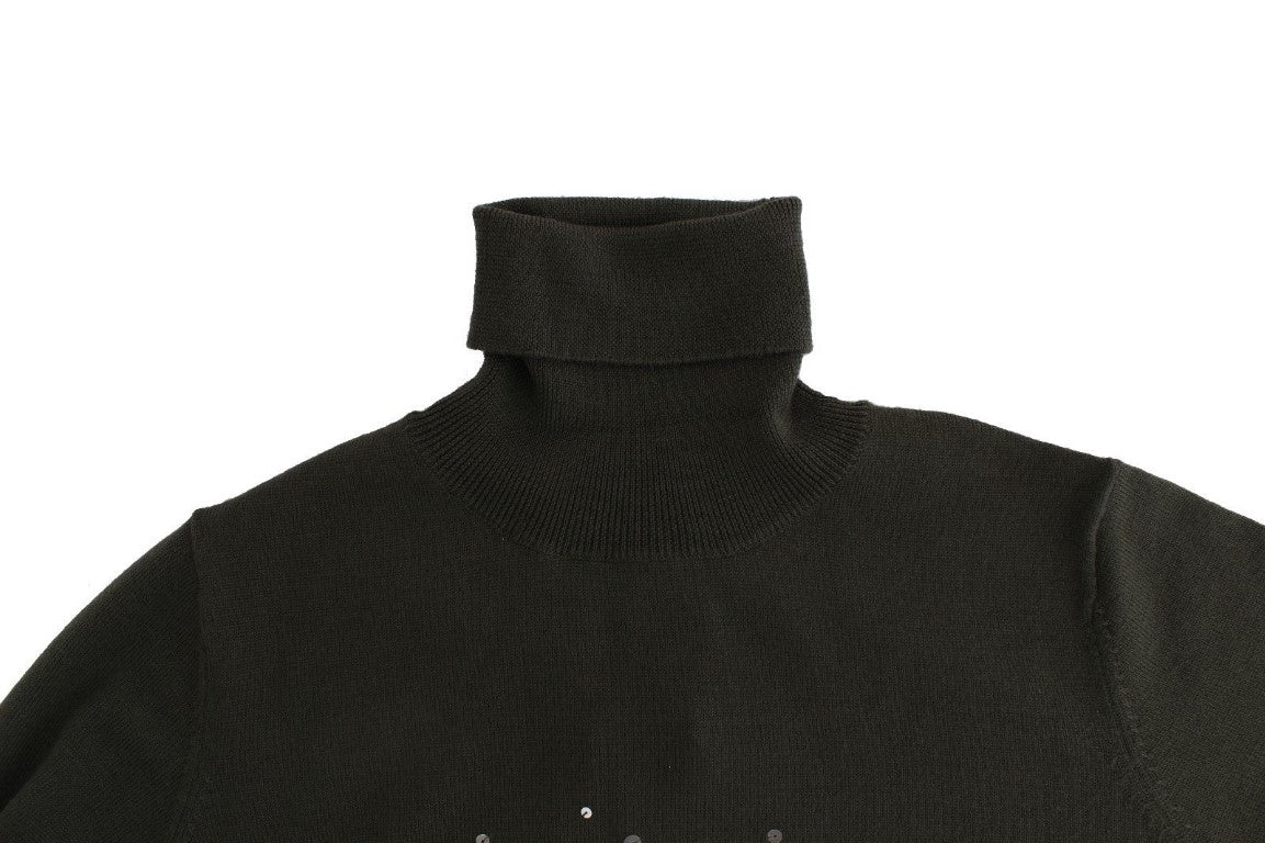 Grüner Woll-Rollkragenpullover