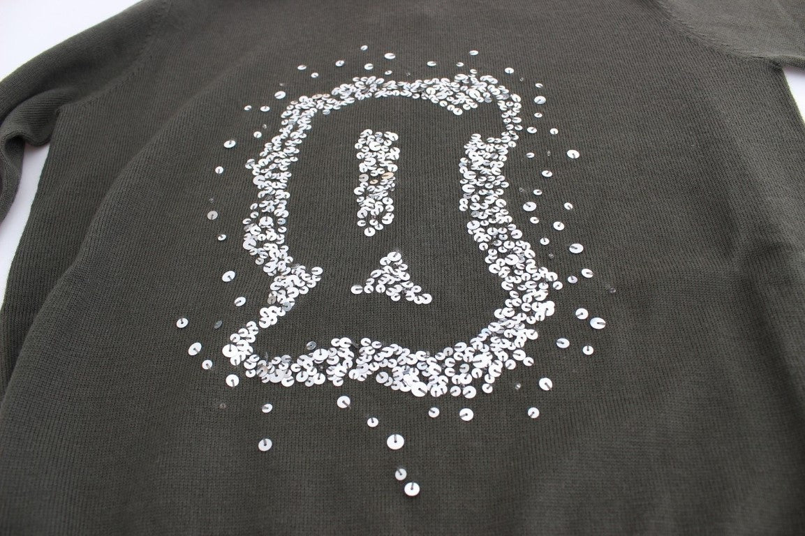 Grüner Woll-Rollkragenpullover