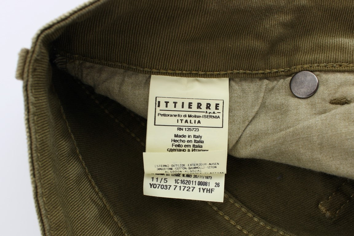 Grün gewaschene Slim Fit Cotton Stretch Jeans