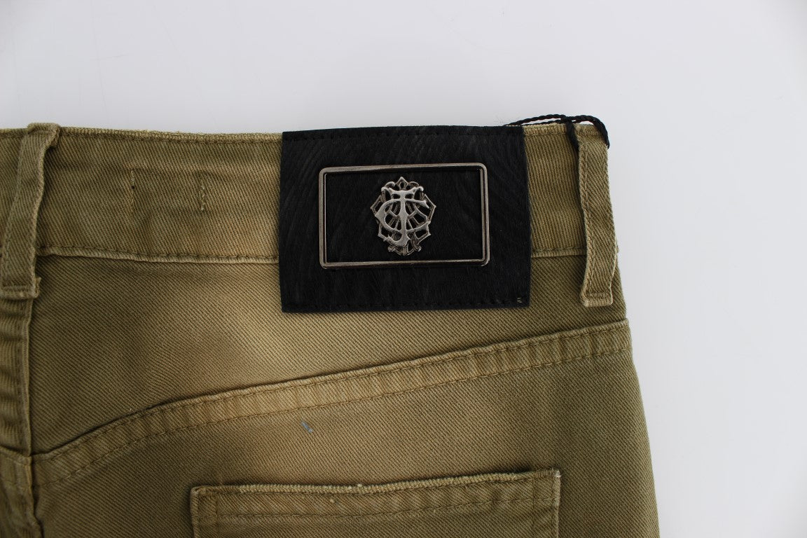 Grün gewaschene Slim Fit Cotton Stretch Jeans
