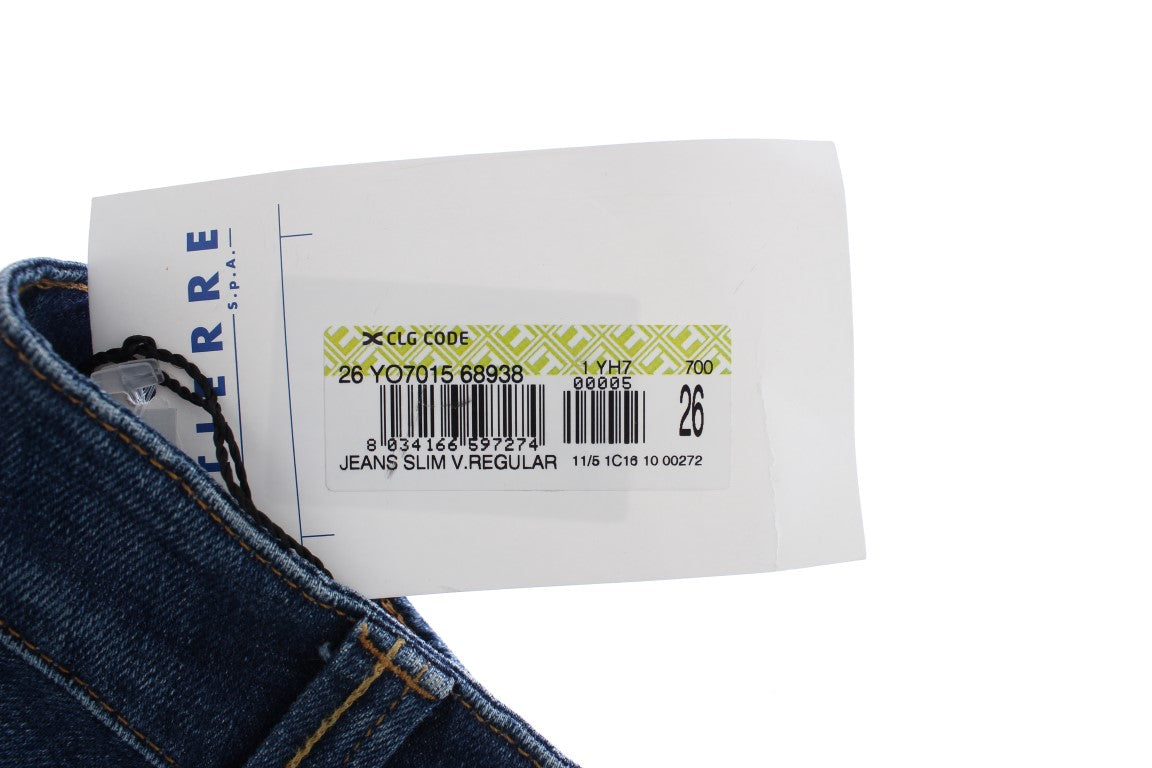 Blaue Baumwoll-Stretch-Jeans mit niedriger Taille