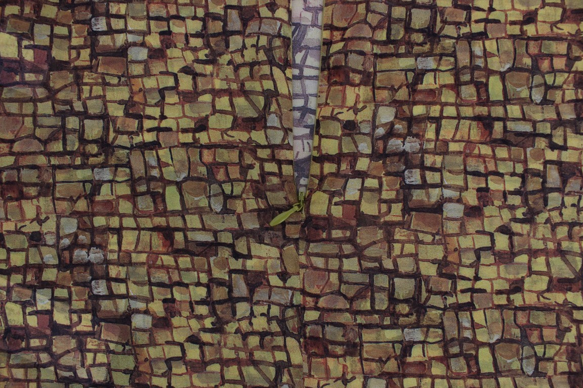 Multicolor Mosaikdruck Seidenbluse T-Shirt