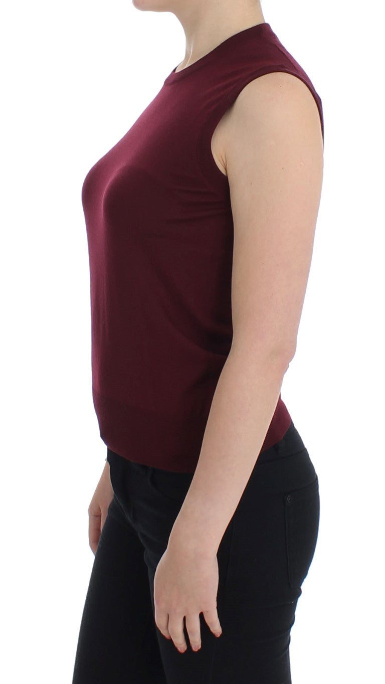 Rote ärmellose Weste mit Rundhalsausschnitt Pullover