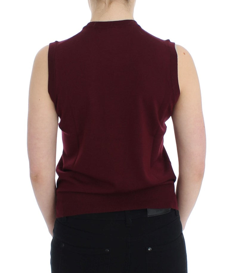 Rote ärmellose Weste mit Rundhalsausschnitt Pullover