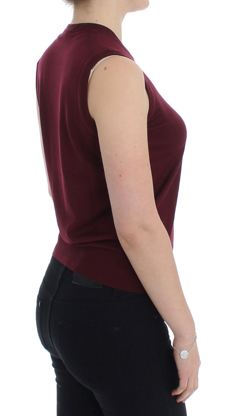 Rote ärmellose Weste mit Rundhalsausschnitt Pullover