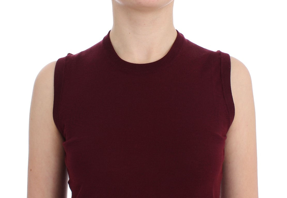 Rote ärmellose Weste mit Rundhalsausschnitt Pullover