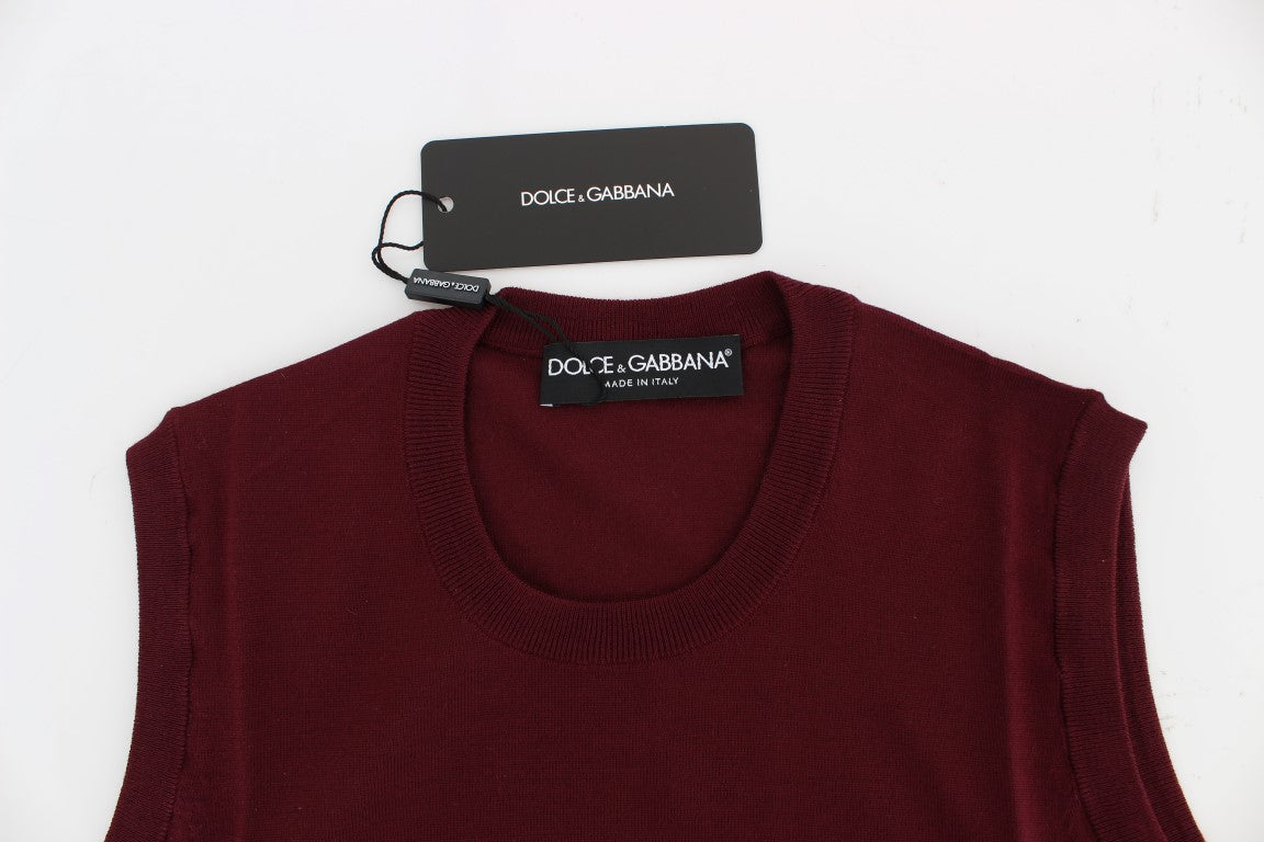 Rote ärmellose Weste mit Rundhalsausschnitt Pullover