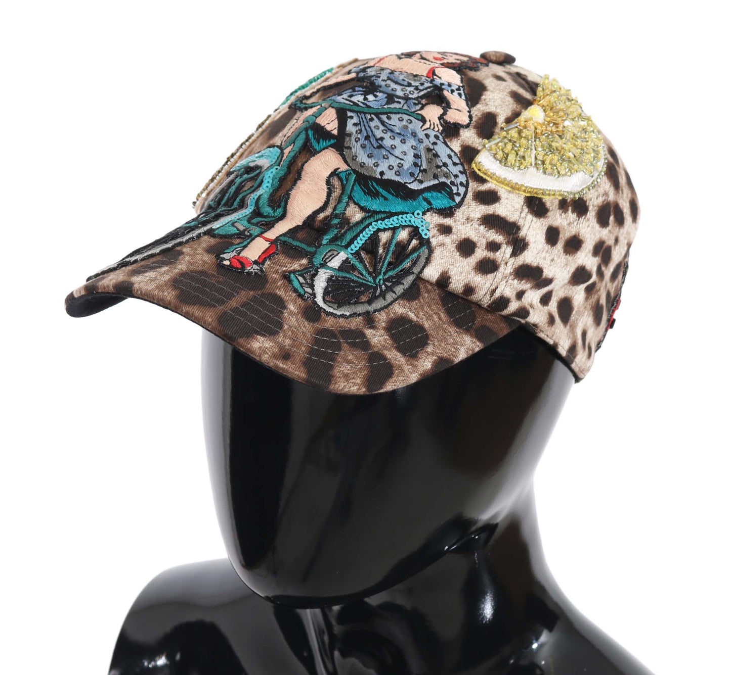Brauner Leopard Pailletten Sizilien Applique Baseballmütze