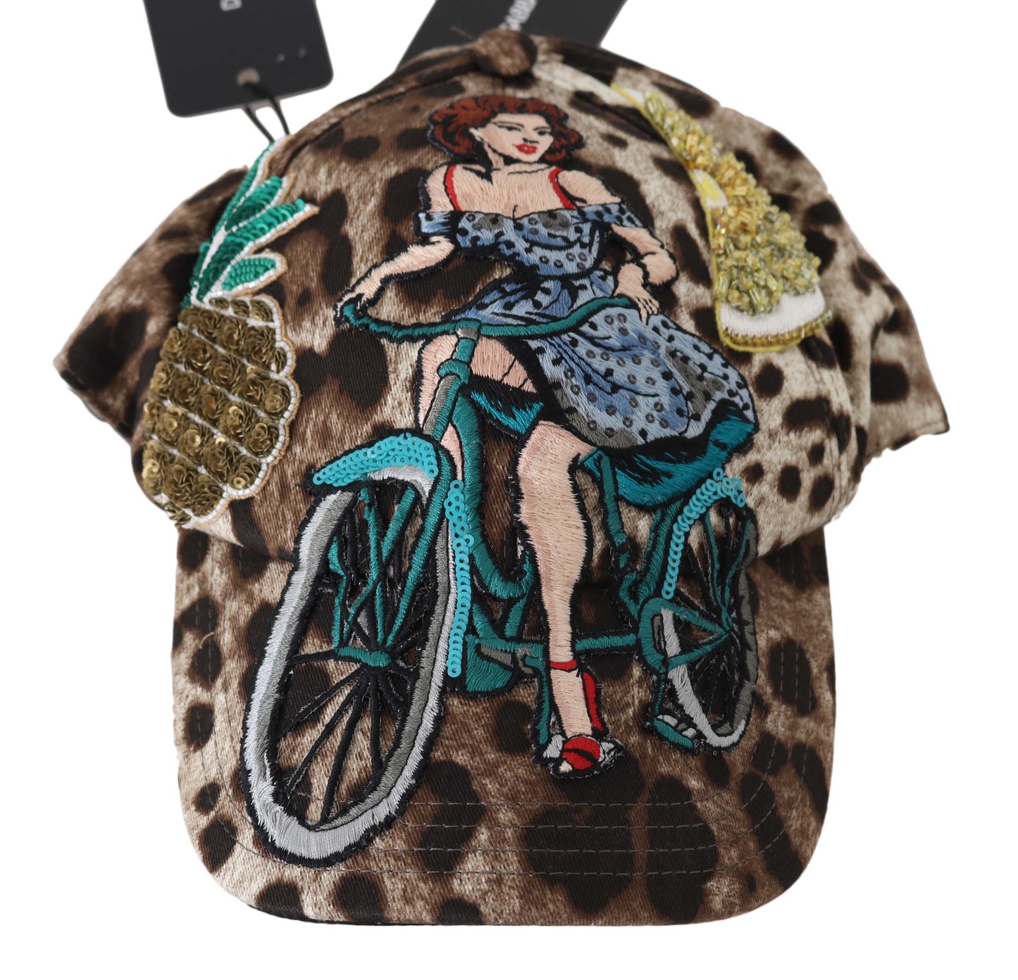 Brauner Leopard Pailletten Sizilien Applique Baseballmütze