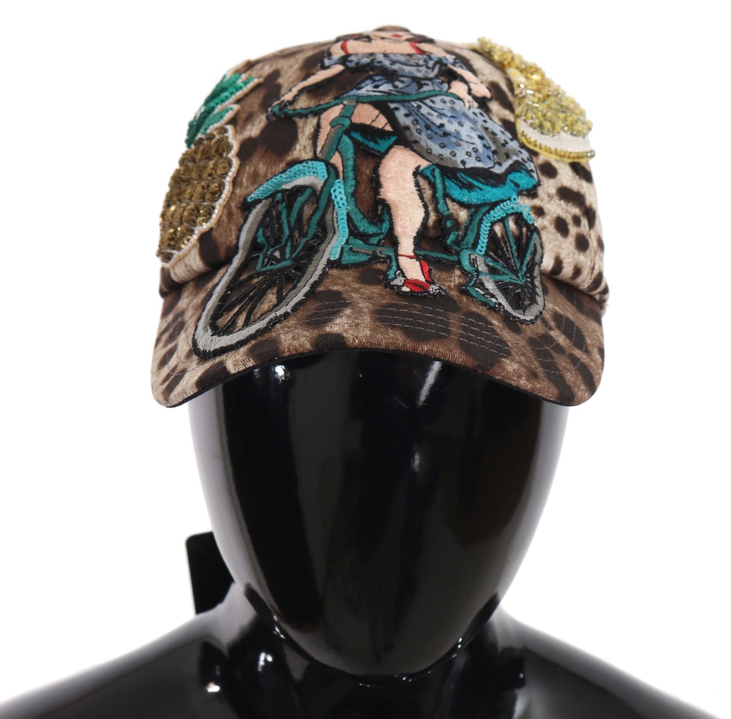 Brauner Leopard Pailletten Sizilien Applique Baseballmütze