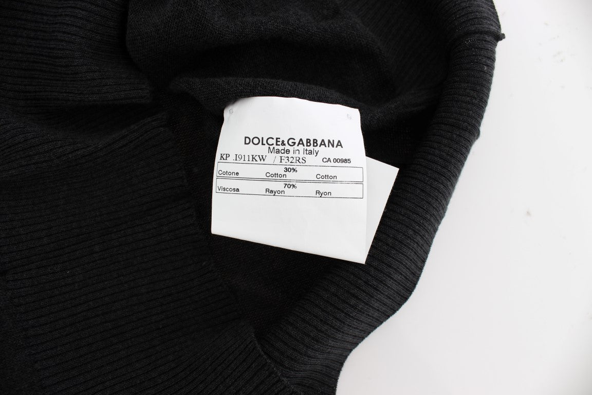 Schwarze ärmellose Weste mit Rundhalsausschnitt Pullover