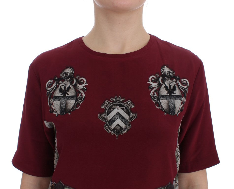Red Knight Print Seidenbluse T-Shirt