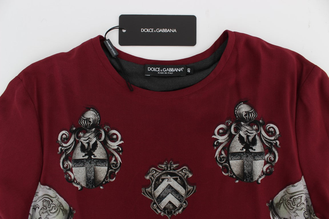 Red Knight Print Seidenbluse T-Shirt