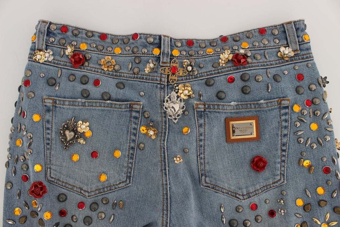 Crystal Roses Herz verschönert Jeans