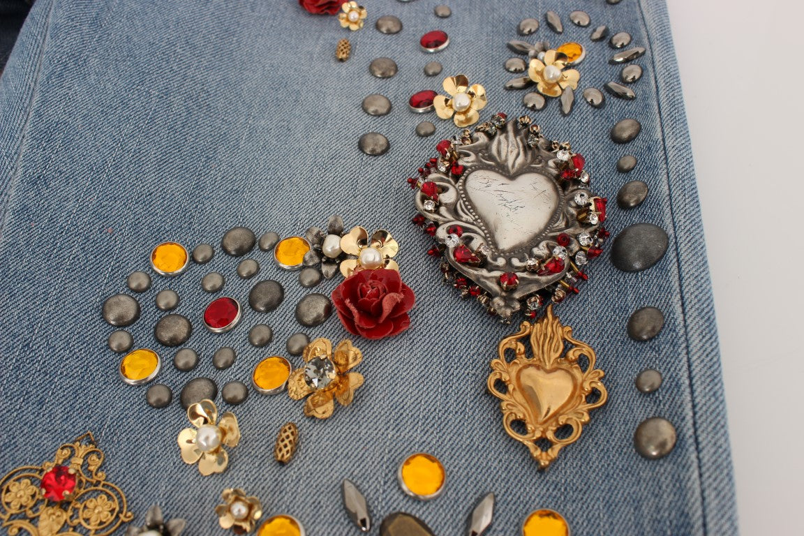 Crystal Roses Herz verschönert Jeans