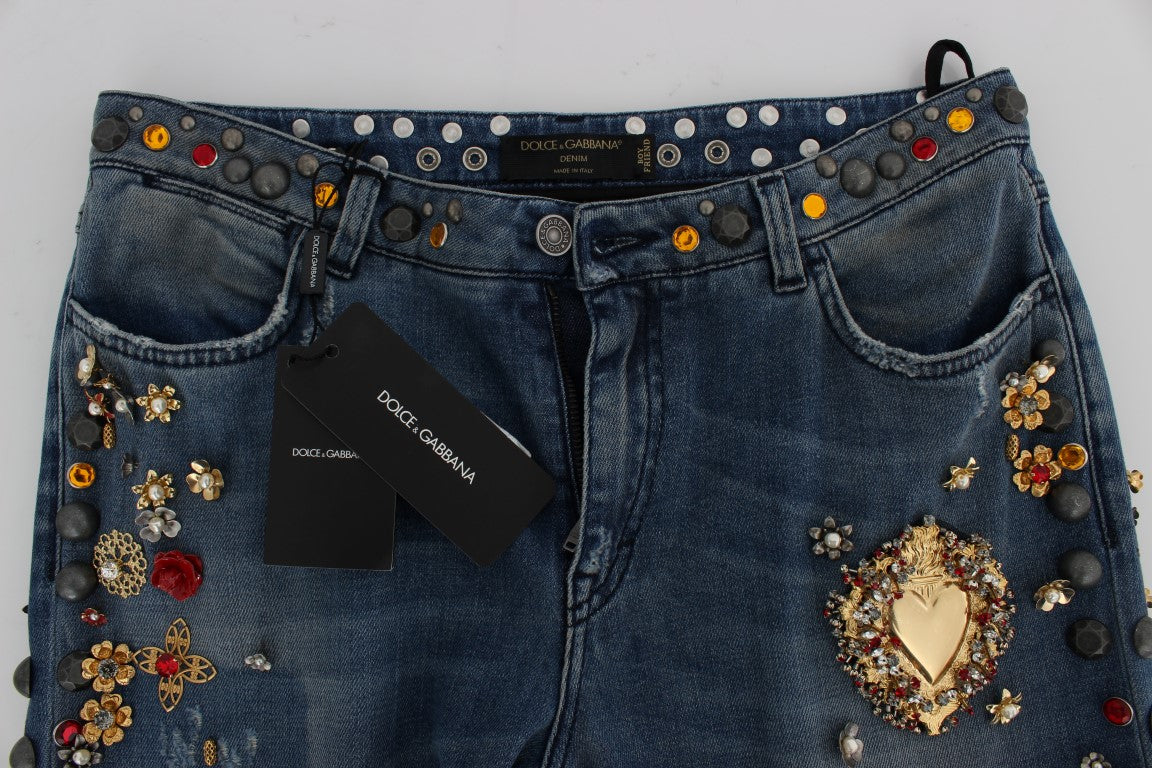 Crystal Roses Herz verschönert Jeans