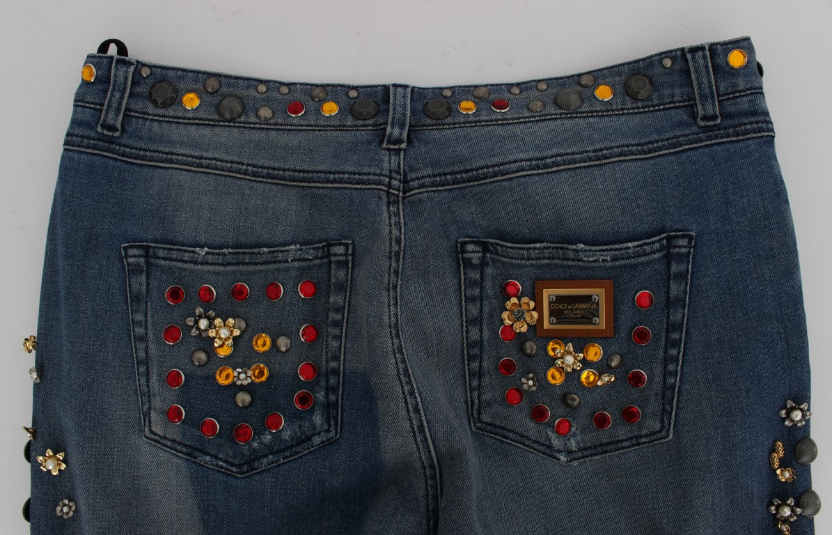 Crystal Roses Herz verschönert Jeans