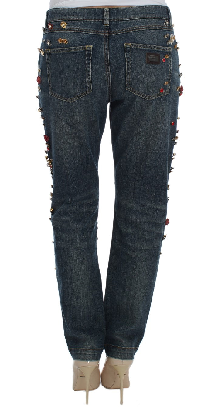 Crystal Roses Herz verschönert Jeans