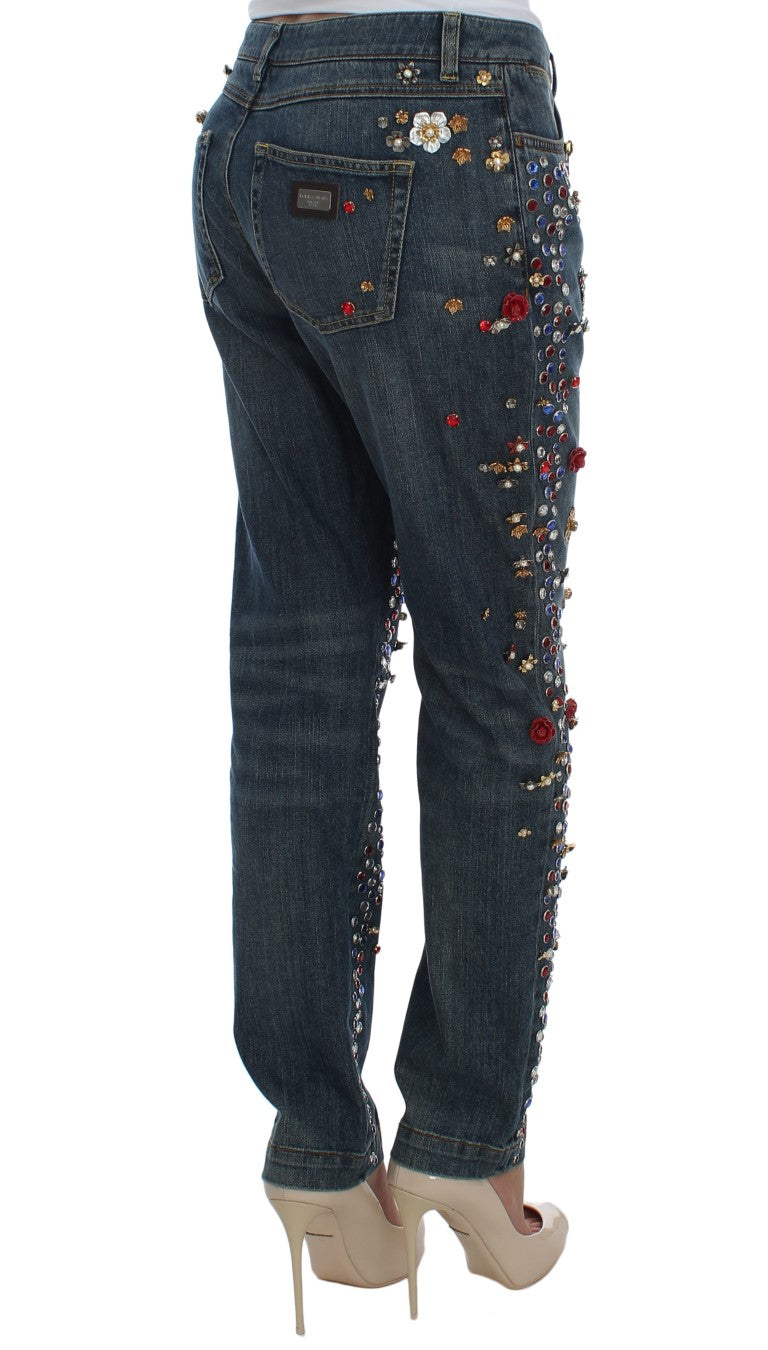 Crystal Roses Herz verschönert Jeans