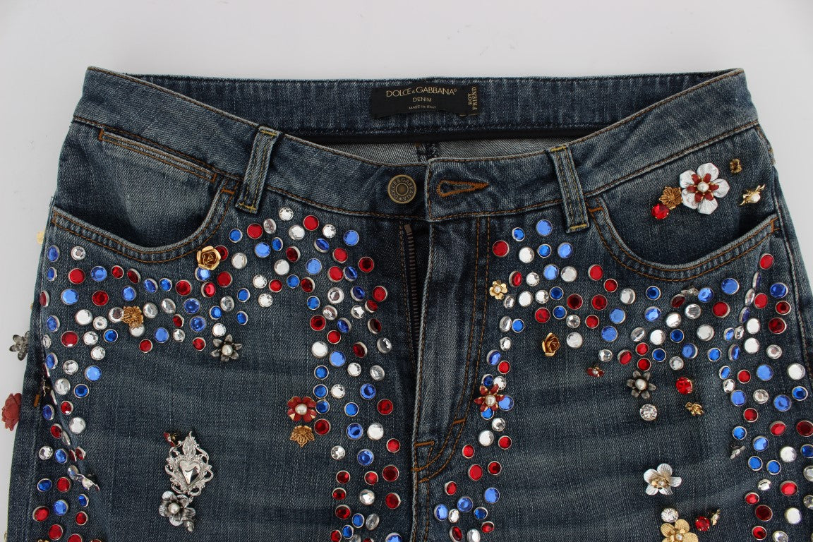 Crystal Roses Herz verschönert Jeans