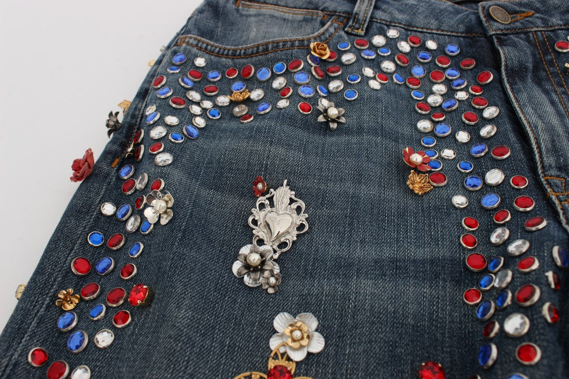 Crystal Roses Herz verschönert Jeans