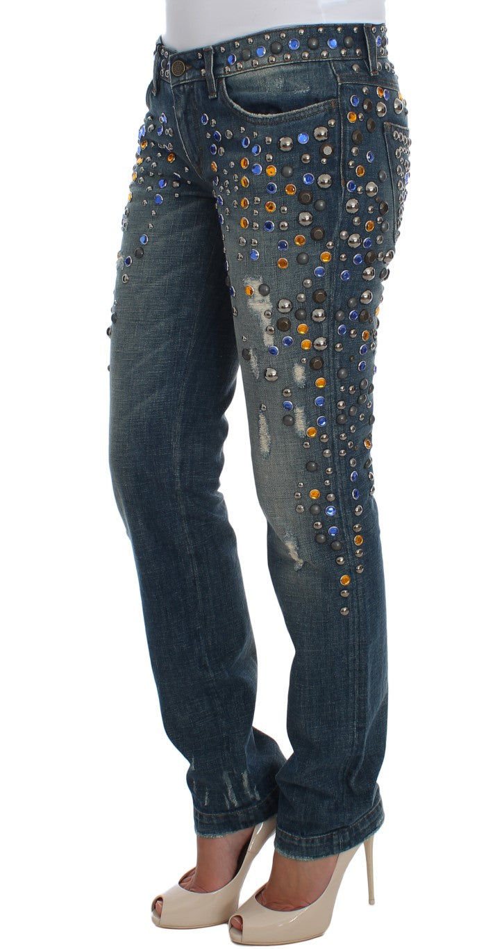 Kristallverzierte GIRLY Slim Fit Jeans