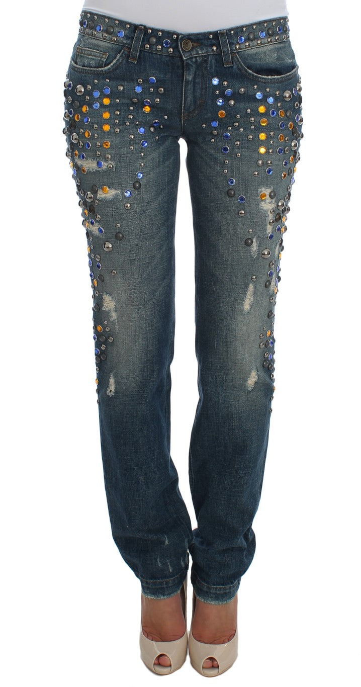 Kristallverzierte GIRLY Slim Fit Jeans
