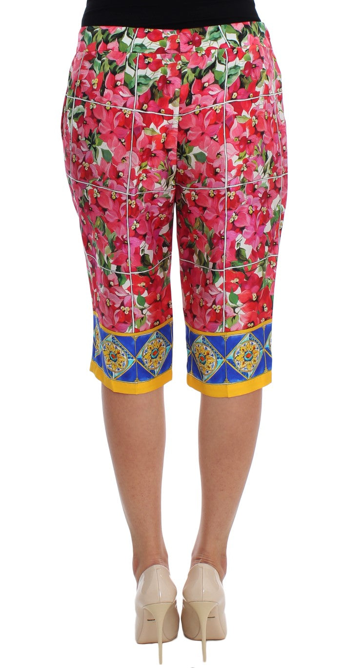 Multicolor Floral Knee Capris Shorts Hosen