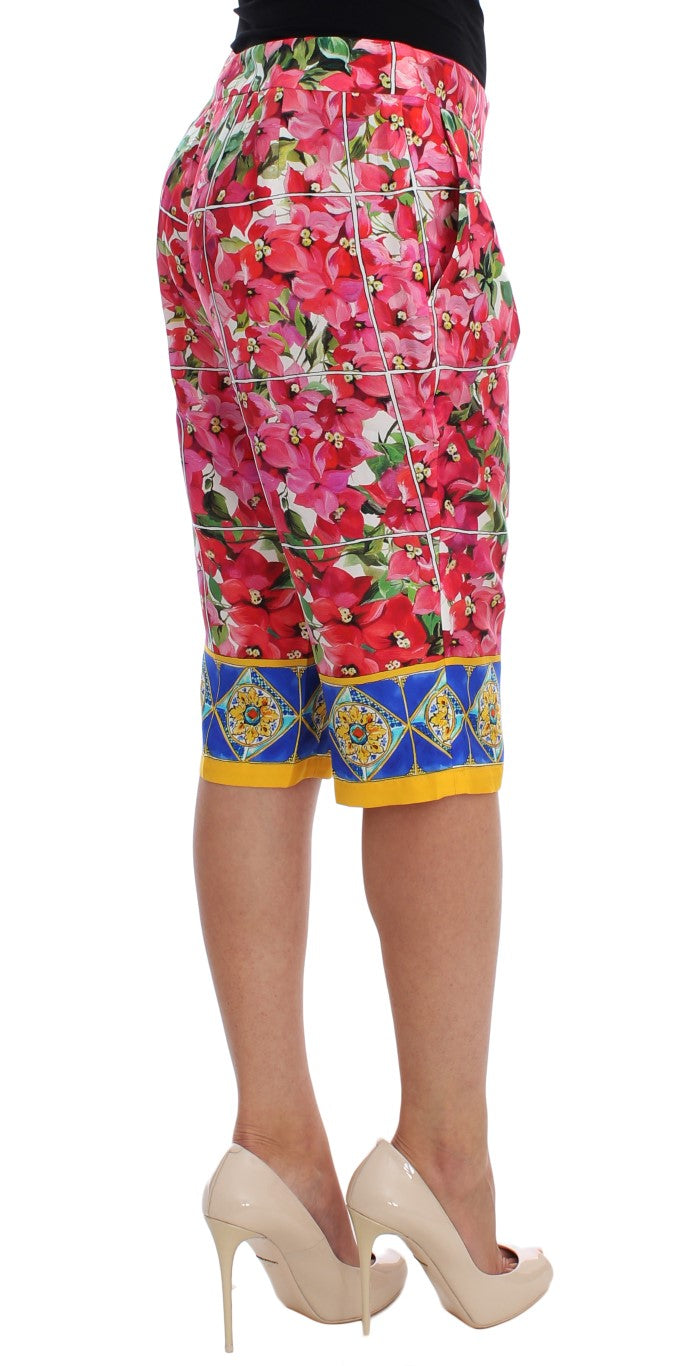 Multicolor Floral Knee Capris Shorts Hosen