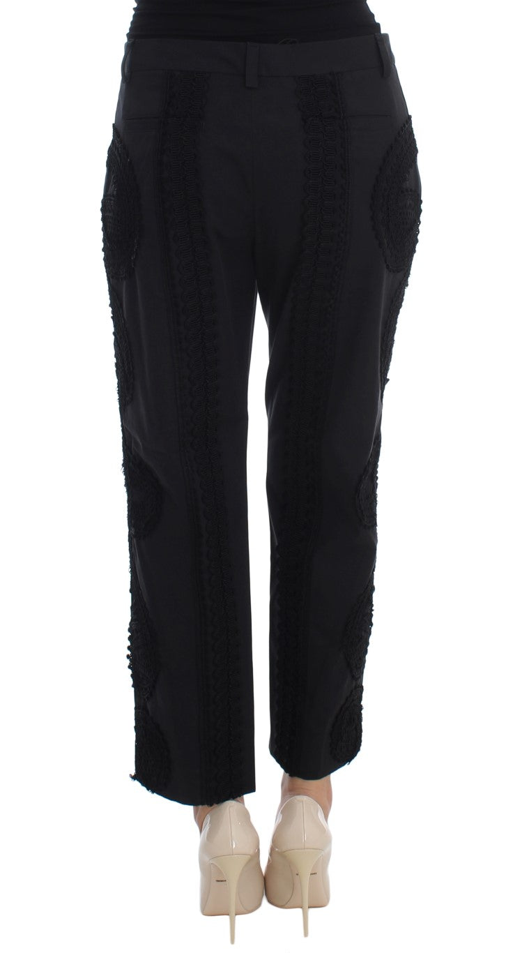 Schwarze Baumwoll-Stretch-Capris-Hose