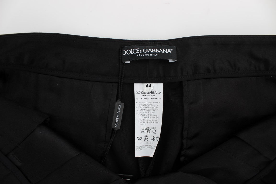 Schwarze Baumwoll-Stretch-Capris-Hose