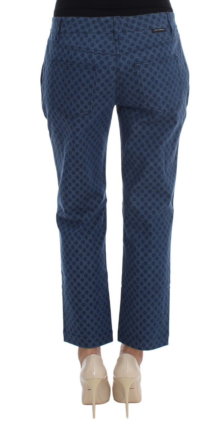Gepunktete Stretch-Capri-Jeans