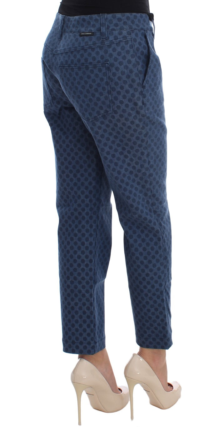 Gepunktete Stretch-Capri-Jeans