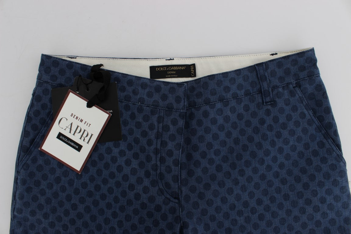 Gepunktete Stretch-Capri-Jeans