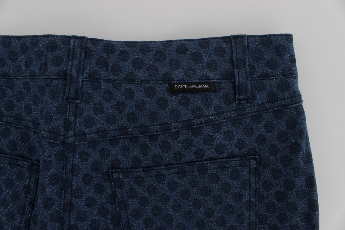 Gepunktete Stretch-Capri-Jeans