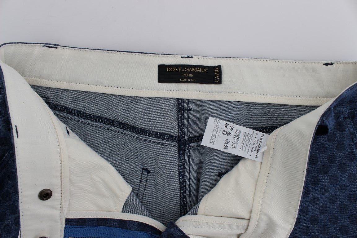 Gepunktete Stretch-Capri-Jeans