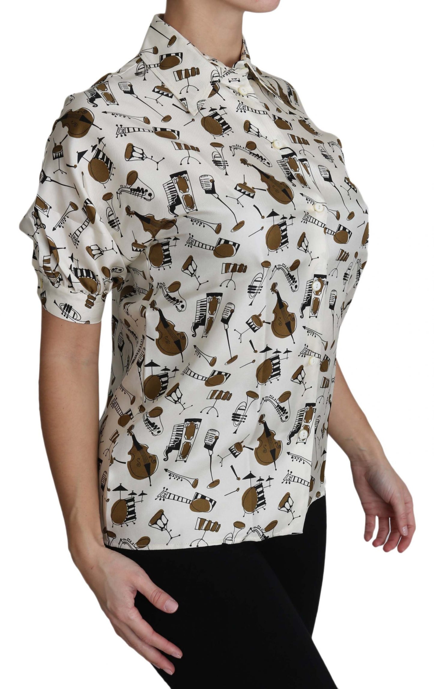 Weißes Musikinstrument Druck Polo Top Shirt